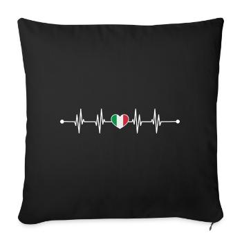 Italian Flag Heartbeat Design - Sofa pillowcase 17,3'' x 17,3'' (45 x 45 cm) - black - Front