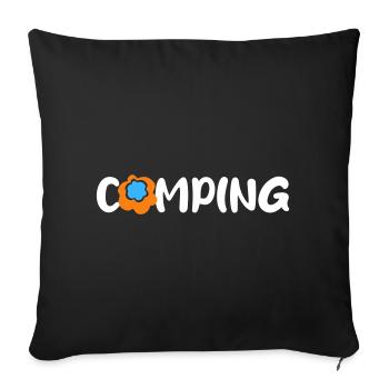 Camping Blume Comic Caravan Van Life Camping-car Fan - Housse de coussin décorative 45 x 45 cm - noir - Devant
