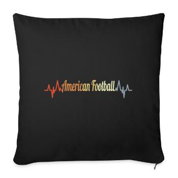 Football américain Heart Line Look rétro - Housse de coussin décorative 45 x 45 cm - noir - Devant