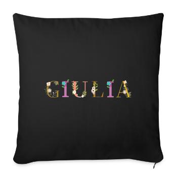 Le nom de GIULIA décoré de fleurs - Housse de coussin décorative 45 x 45 cm - noir - Devant