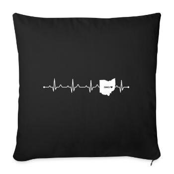 ECG de battement cardiaque de l’Ohio State Proud USA State Racines - Housse de coussin décorative 45 x 45 cm - noir - Devant