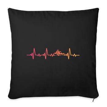 kart Sunset battement de coeur de course de kart - Housse de coussin décorative 45 x 45 cm - noir - Devant