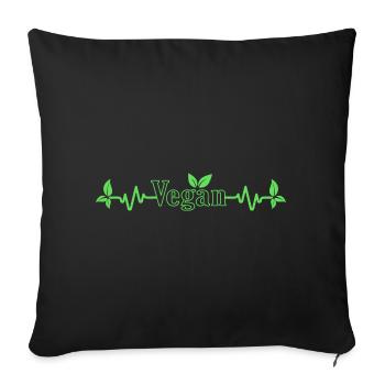 Vegan Heartbeat with the Leaves for Vegans - Sofa pillowcase 17,3'' x 17,3'' (45 x 45 cm) - black - Front