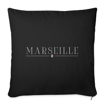 Marseille, France Style Design T-Shirt - Housse de coussin décorative 45 x 45 cm - noir - Devant