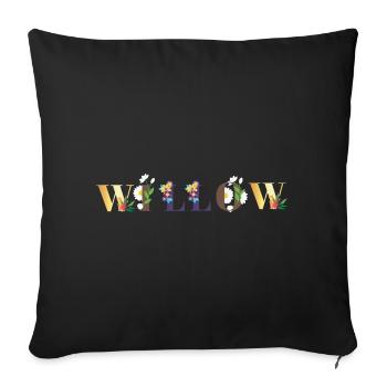 WILLOW Name Art With Flowers Embroidered - Sofa pillowcase 17,3'' x 17,3'' (45 x 45 cm) - black - Front