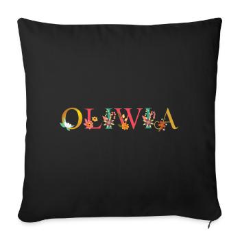Le nom d’OLIWIA est décoré de fleurs - Housse de coussin décorative 45 x 45 cm - noir - Devant
