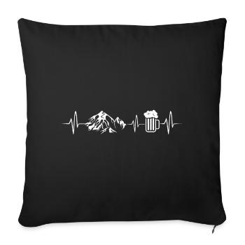 Mountains and Beer - Heartbeat Outdoor Love - Sofa pillowcase 17,3'' x 17,3'' (45 x 45 cm) - black - Front