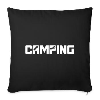 Camping Tongs Camper Vacances Aventure en plein air - Housse de coussin décorative 45 x 45 cm - noir - Devant