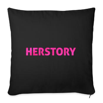 Herstory Neon Pink - Housse de coussin décorative 45 x 45 cm - noir - Devant