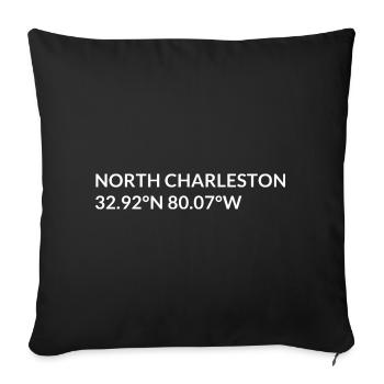 North Charleston, South Carolina, USA Coordinates - Sofa pillowcase 17,3'' x 17,3'' (45 x 45 cm) - black - Front