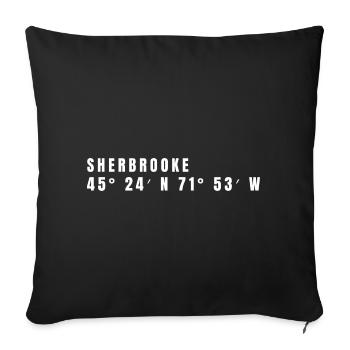Sherbrooke, Canada Coordinates - Sofa pillowcase 17,3'' x 17,3'' (45 x 45 cm) - black - Front