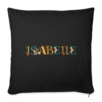 ISABELLE Name Art With Flowers Embroidered - Sofa pillowcase 17,3'' x 17,3'' (45 x 45 cm) - black - Front
