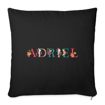 ADRIEL Namenskunst mit Blumen bestickt - Sofakissenbezug 45 x 45 cm - Schwarz - Vorne