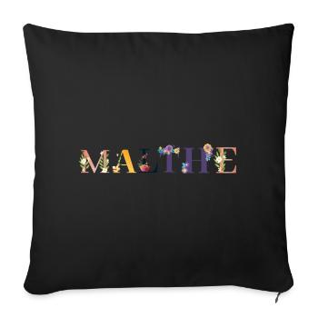 MALTHE Nom Orné De Fleurs - Housse de coussin décorative 45 x 45 cm - noir - Devant