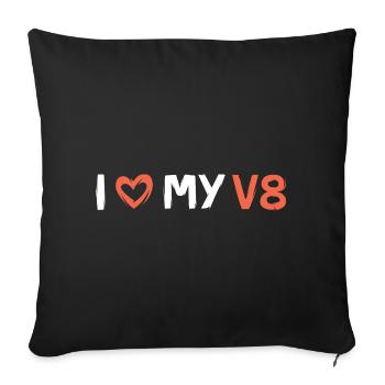 Car Love V8 - Musclecar Logo - Sofa pillowcase 17,3'' x 17,3'' (45 x 45 cm) - black - Front
