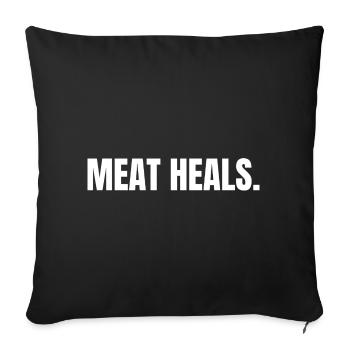 LA VIANDE GUÉRIT | Mode de vie carnivore basé sur les animaux - Housse de coussin décorative 45 x 45 cm - noir - Devant