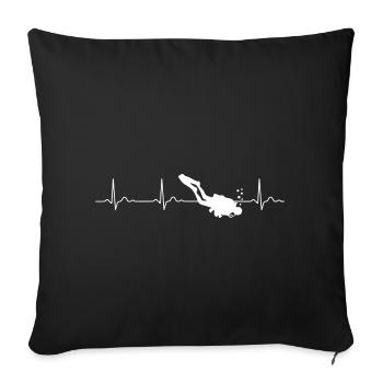 Cadeau d'amour de coeur de plongeur de coeur de plongeur - Housse de coussin décorative 45 x 45 cm - noir - Devant