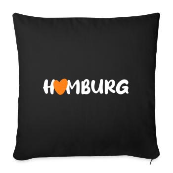 Hambourg coeur vecteur fan port touristique ville hanséatique - Housse de coussin décorative 45 x 45 cm - noir - Devant