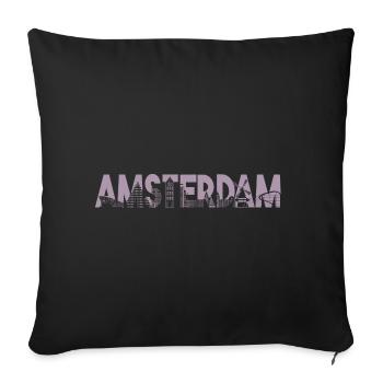 Amsterdam Skyline Silhouette – Urbain - Housse de coussin décorative 45 x 45 cm - noir - Devant