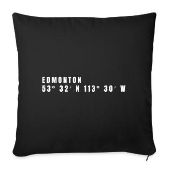 Edmonton, Canada Coordinates - Sofa pillowcase 17,3'' x 17,3'' (45 x 45 cm) - black - Front
