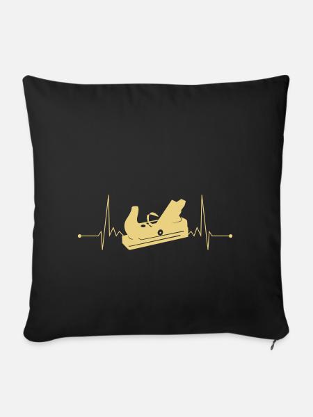 Hobel Tischler Herzschlag Schreiner Puls Motiv - Sofakissenbezug 45 x 45 cm - Schwarz