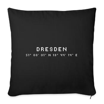 Dresden coordinates - Sofa pillowcase 17,3'' x 17,3'' (45 x 45 cm) - black - Front