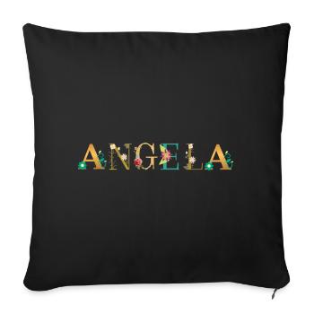 Le nom d’ANGELA orné de fleurs - Housse de coussin décorative 45 x 45 cm - noir - Devant