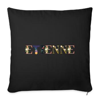 ETIENNE name adorned with flowers - Sofa pillowcase 17,3'' x 17,3'' (45 x 45 cm) - black - Front