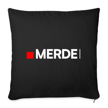 MERDE | Humour réaction minimaliste - Housse de coussin décorative 45 x 45 cm - noir - Devant