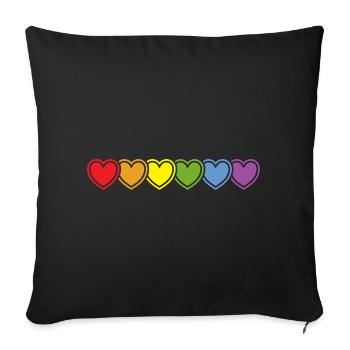 Regebogen Herzen für Gay Pride Freiheit der Liebe - Sofakissenbezug 45 x 45 cm - Schwarz - Vorne