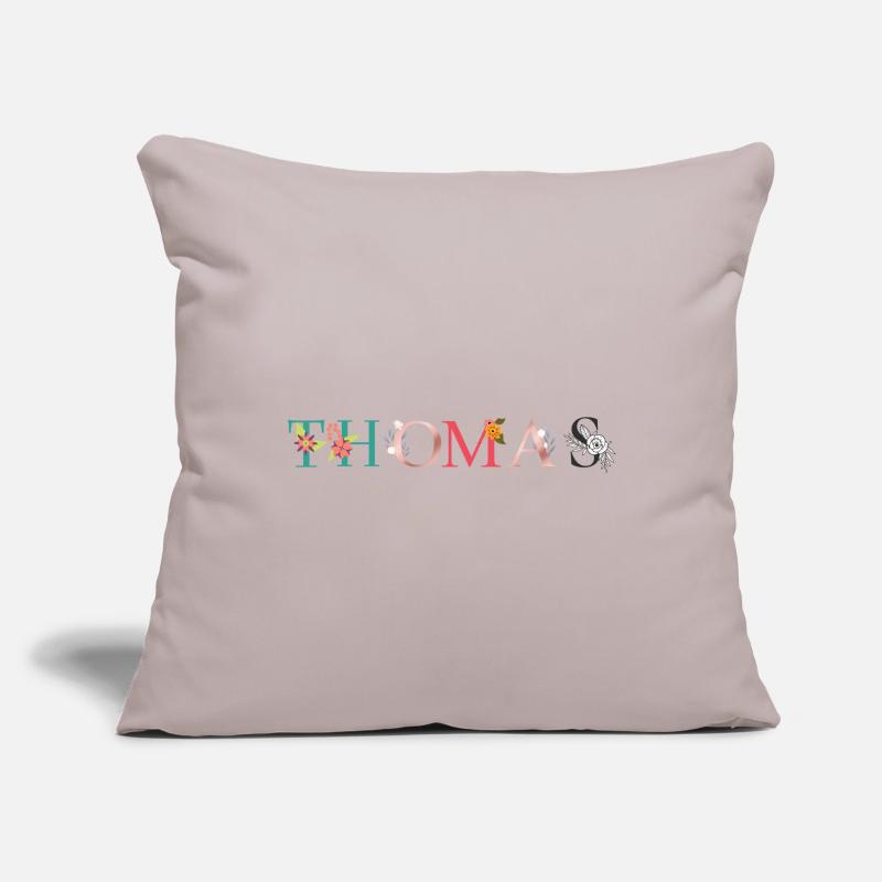 THOMAS ART DU NOM AVEC FLEURS BRODÉES Housse de coussin décorative 45 x 45 cm