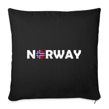 Norway Lettering with Flag - Norge - Norwegen - Sofa pillowcase 17,3'' x 17,3'' (45 x 45 cm) - black - Front