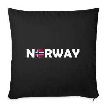 Lettrage de la Norvège avec drapeau - Norge - Norwegen - Housse de coussin décorative 45 x 45 cm - noir - Devant