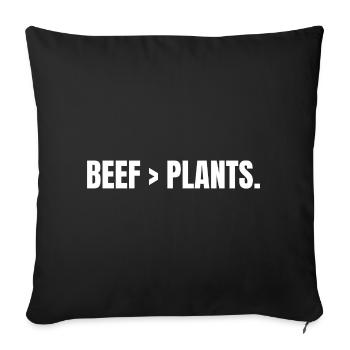BŒUF > PLANTS | Steak carnivore au lieu de plantes - Housse de coussin décorative 45 x 45 cm - noir - Devant
