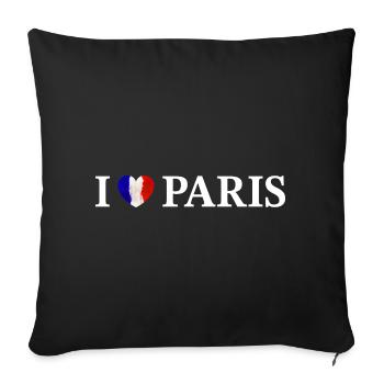 J’adore Paris, France - Housse de coussin décorative 45 x 45 cm - noir - Devant