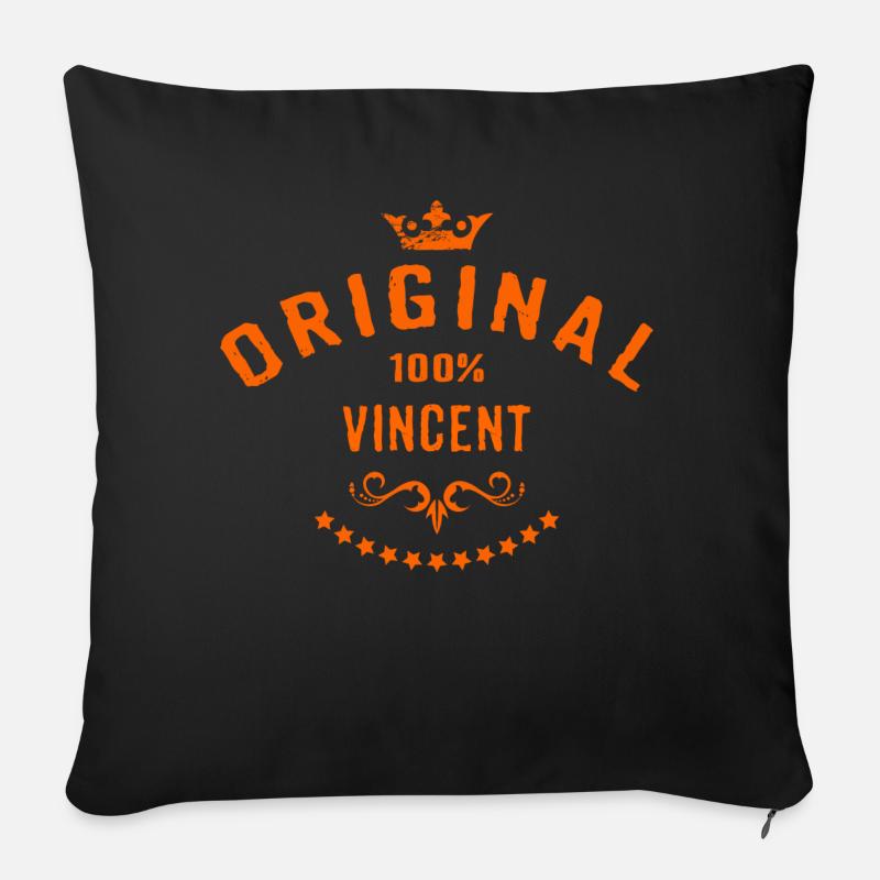 Maenner Vorname 100 Prozent Vincent - RAHMENLOS - Sofakissenbezug 45 x 45 cm - Schwarz