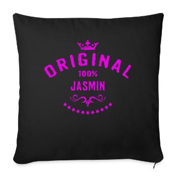 Frauen Vorname 100 Prozent Jasmin - RAHMENLOS - Sofakissenbezug 45 x 45 cm - Schwarz - Vorne
