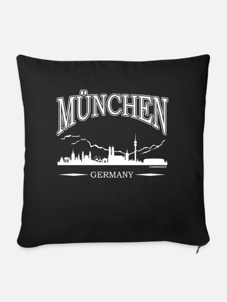 MIX - Deutschland München - Motiv mit Skyline von - Sofakissenbezug 45 x 45 cm - Schwarz