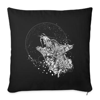 un loup hurlant dans la nuit - Housse de coussin décorative 45 x 45 cm - noir - Devant