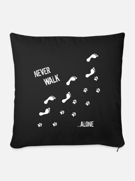 HUND & MENSCH NEVER WALK ALONE - Sofakissenbezug 45 x 45 cm - Schwarz