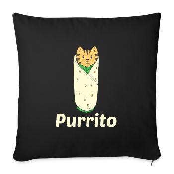 Purrito - Cats burrito purr cat kitten - Sofa pillowcase 17,3'' x 17,3'' (45 x 45 cm) - black - Front