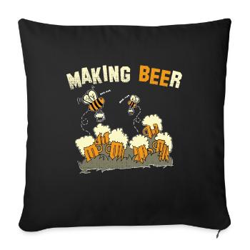 Bier Herstellung Geschenke Bienen Imker lustig - Sofakissenbezug 45 x 45 cm - Schwarz - Vorne