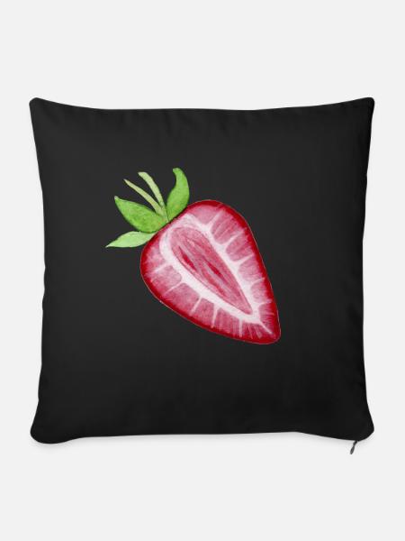 Erdbeere - Sofakissenbezug 45 x 45 cm - Schwarz