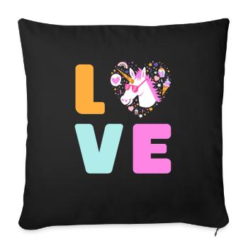 Unicorn love - Sofa pillowcase 17,3'' x 17,3'' (45 x 45 cm) - black - Front