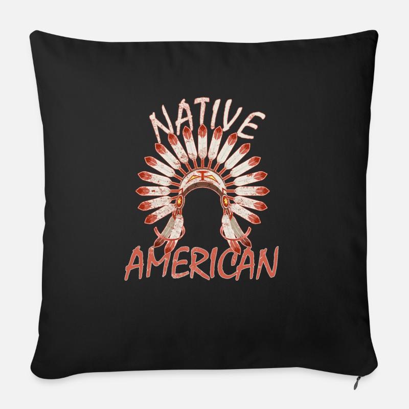 Indien apache - Housse de coussin décorative 45 x 45 cm - noir