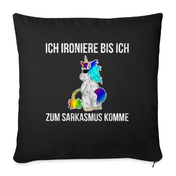 Licorne disant ironie Funny cadeau cadeau pipi - Housse de coussin décorative 45 x 45 cm - noir - Devant