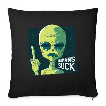 Alien Sci-fi Ufo Spacecraft Space Middle Finger - Sofa pillowcase 17,3'' x 17,3'' (45 x 45 cm) - black - Front