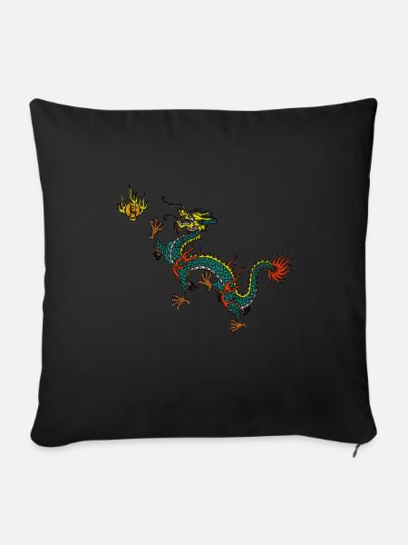 Drache Drachen - Sofakissenbezug 45 x 45 cm - Schwarz
