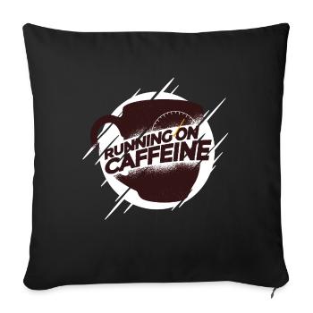 Café Caféine Grain - Courir sur la caféine - Housse de coussin décorative 45 x 45 cm - noir - Devant