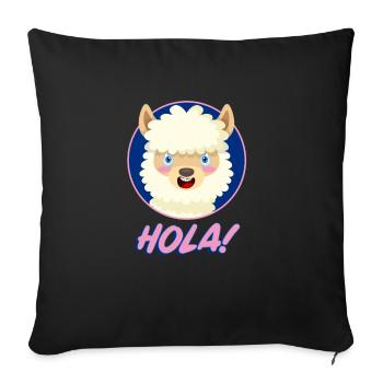 Alpaca Hola! Animal gift idea - Sofa pillowcase 17,3'' x 17,3'' (45 x 45 cm) - black - Front